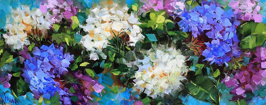 Love Abounds Hydrangeas Painting by Nancy Medina