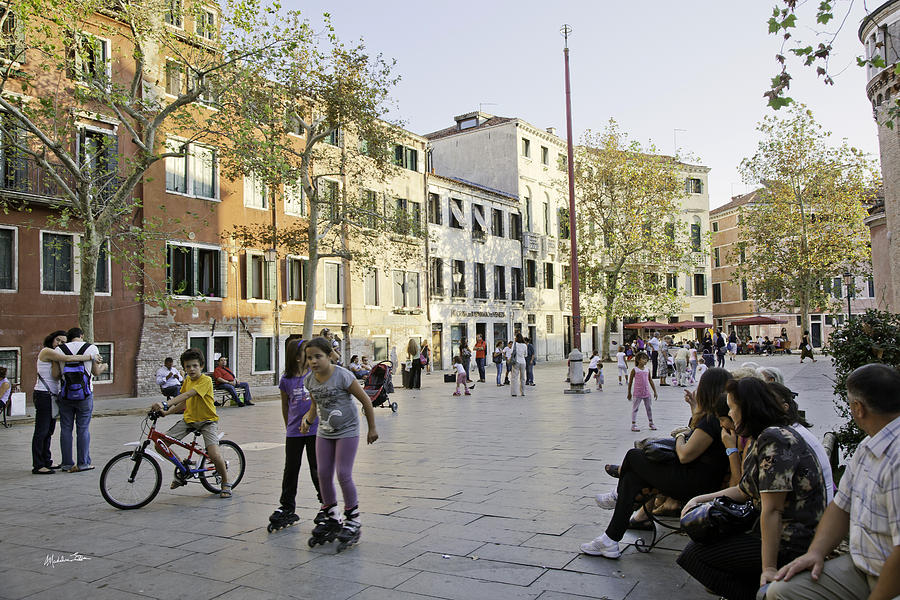 Love and Play - A Venice Piazza Photograph by Madeline Ellis