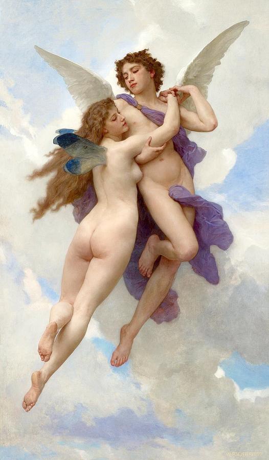 Nude Painting - Love and Psyche by Adolphe-William Bouguereau