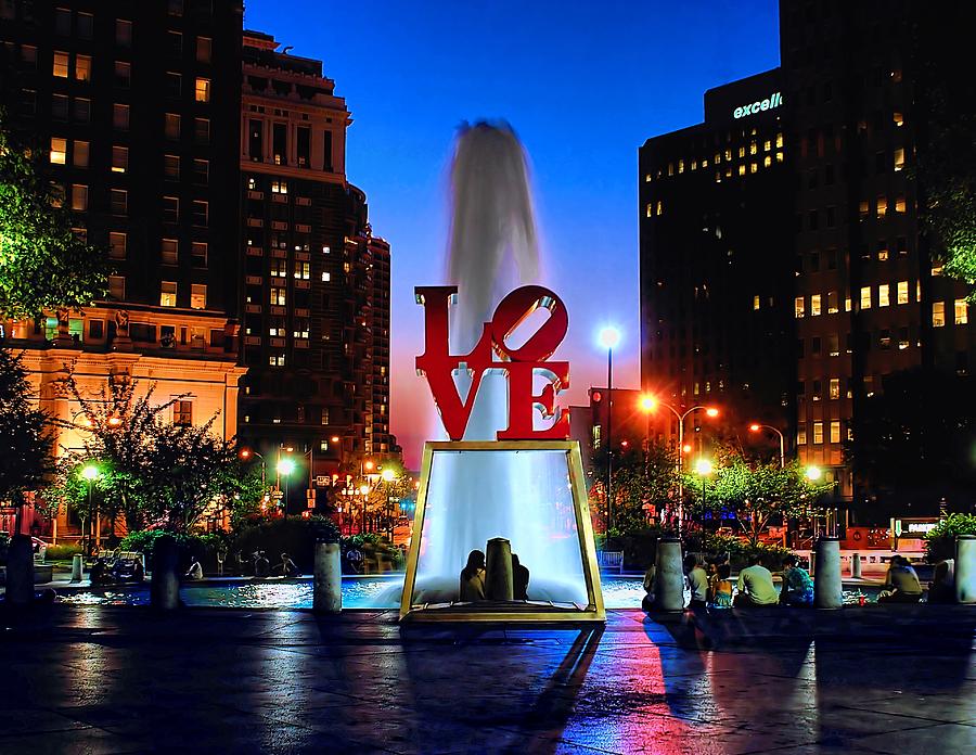 America Photograph - LOVE at Night by Nick Zelinsky Jr America Photograph - LOVE at Night by Nick Zelinsky Jr
