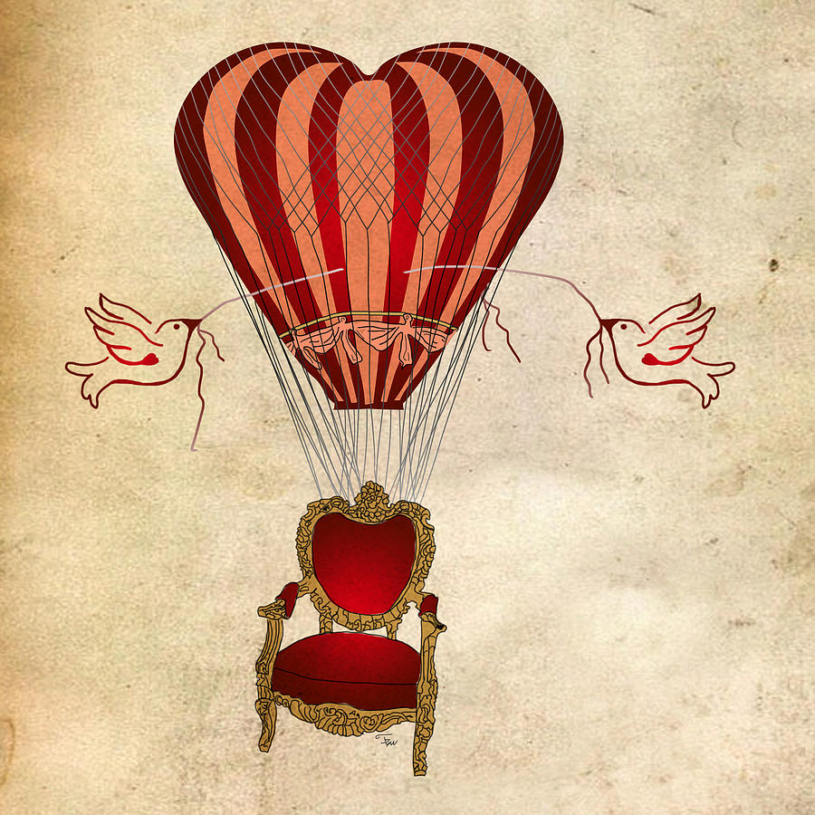 Flying Furniture Digital Art - Love Ballon by JRyan Artist