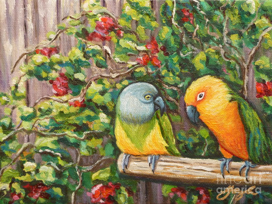 Love Birds Painting by Gayle Utter