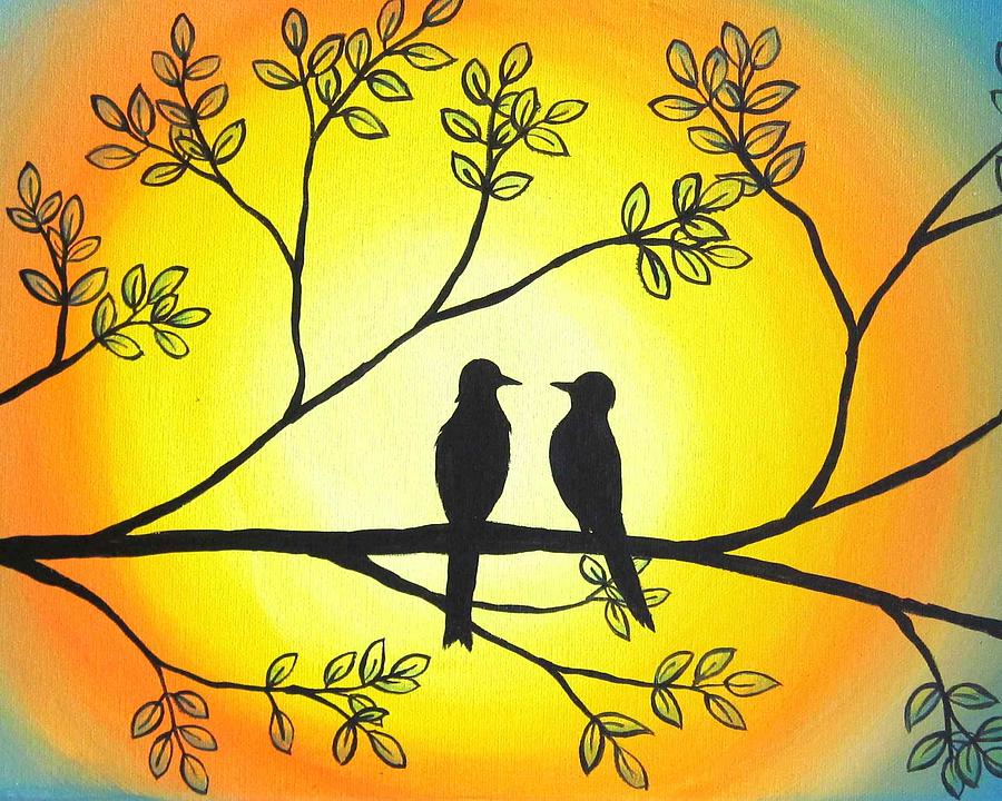 Bird Painting - Love Birds by Michelle Eshleman