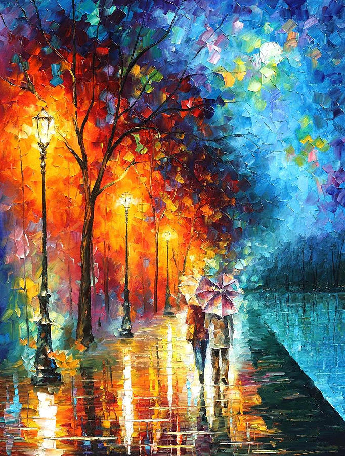 Love By The Lake - Palette Knife Oil Painting On Canvas By Leonid ...