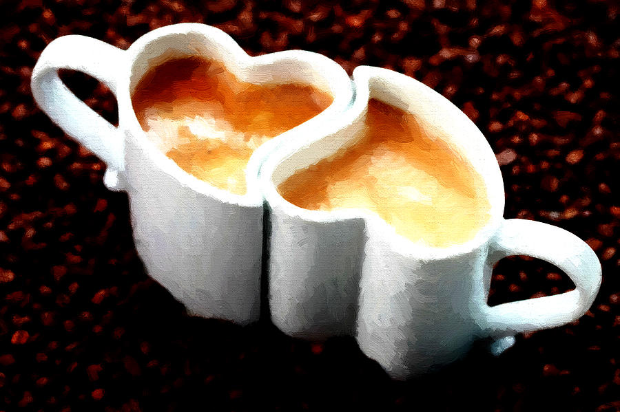 Coffee Painting - Love Coffee by VRL Arts