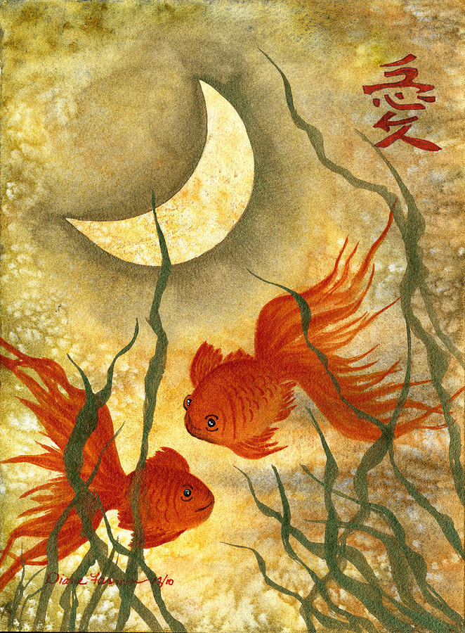 Goldfish Painting - Love by Diane Ferron