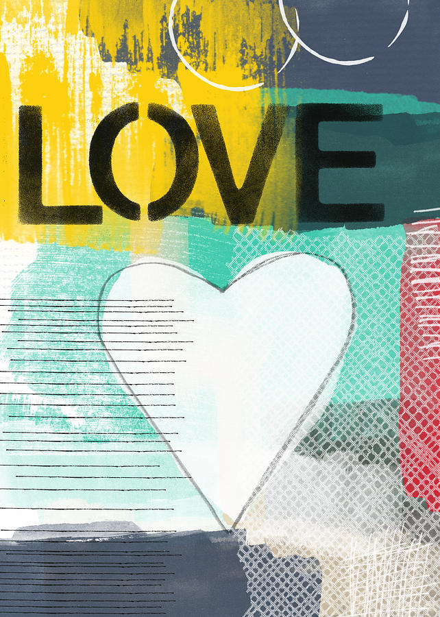 Love Painting - Love Graffiti Style- Print or Greeting Card by Linda Woods