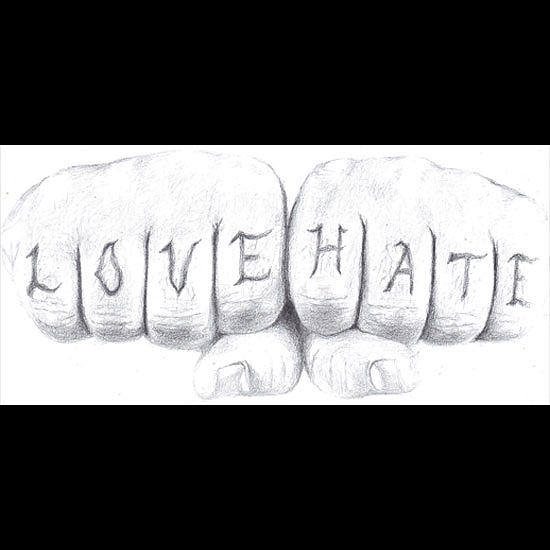 Love Hate - Knuckle Tattoo series Drawing by Vera B - Pixels
