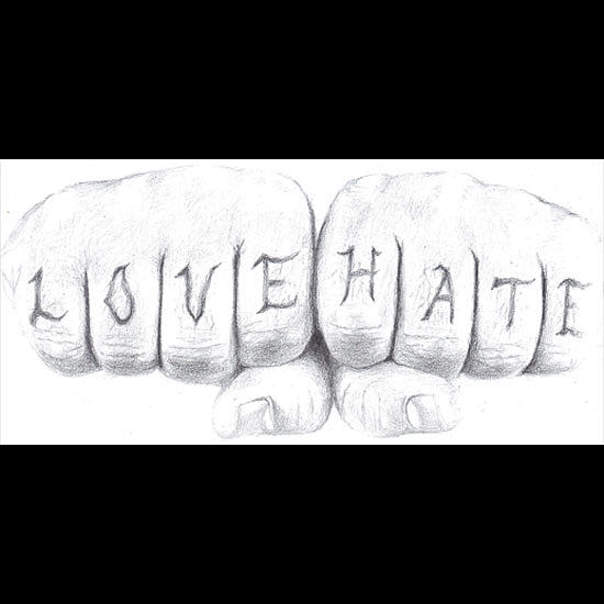 Love Hate Knuckle Tattoo Series Drawing By Vera B