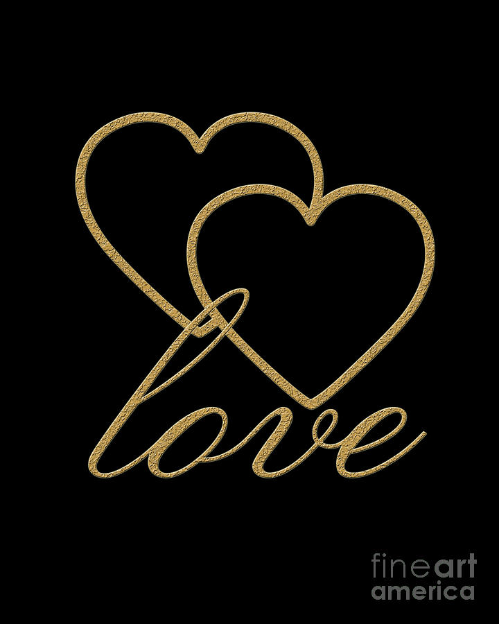 Love Heart Gold Black Digital Art by Edit Voros | Fine Art America