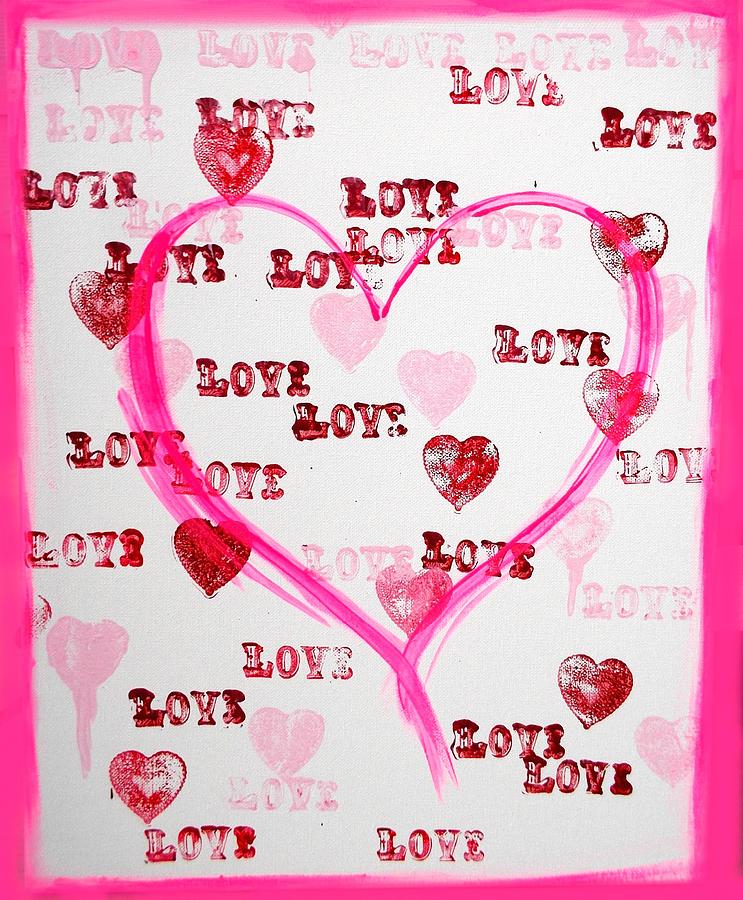 Love Hearts Painting by Marisela Mungia