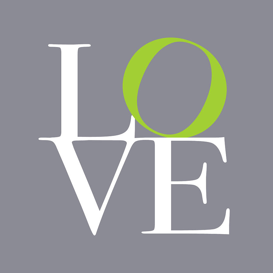 Typography Digital Art - Love in Grey with a Lime Twist by Michael Tompsett