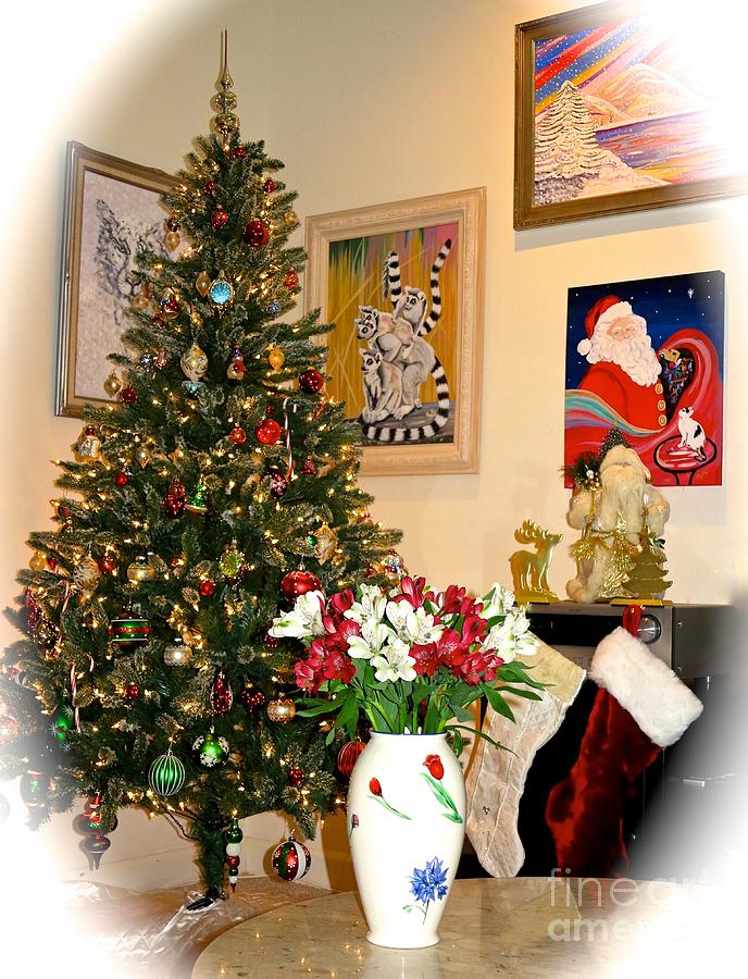 Christmas Tree Photograph - Love in Our Hearts and Santa in the Corner by Phyllis Kaltenbach