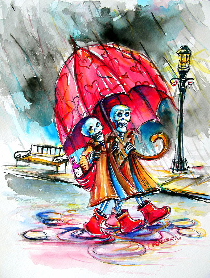 Love in the Rain Painting by Heather Calderon
