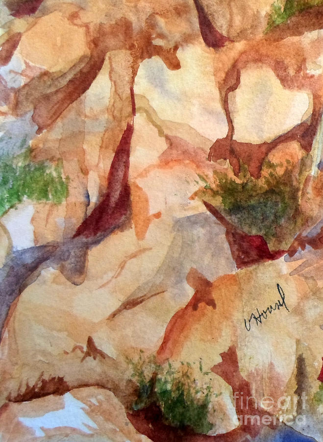 Landscape Painting - Love In The Rocks Medjugorje 2 by Vicki  Housel