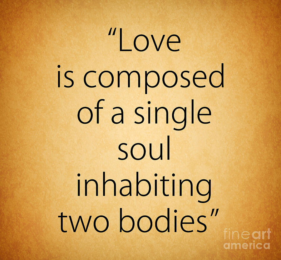 Typography Digital Art - Love is composed of a single soul inhabiting two bodies by Mohamed Elkhamisy