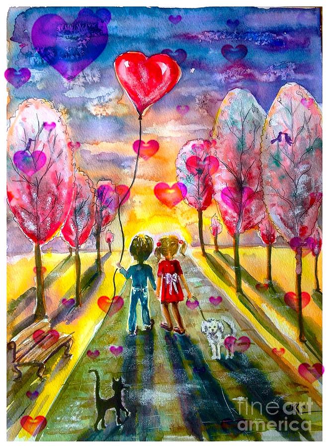 Love is in the air 2 Painting by Katerina Kovatcheva