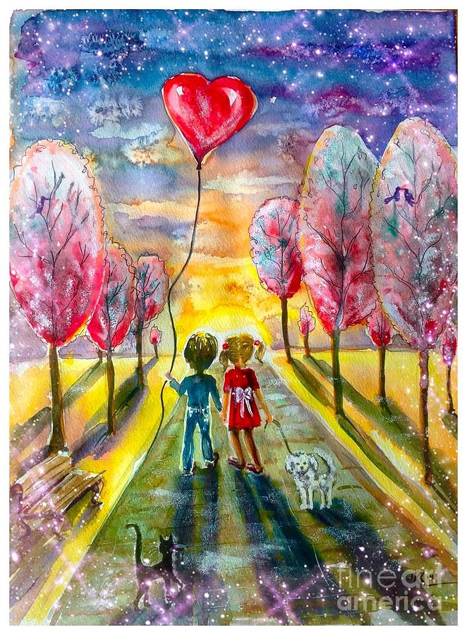 Love is in the air Painting by Katerina Kovatcheva