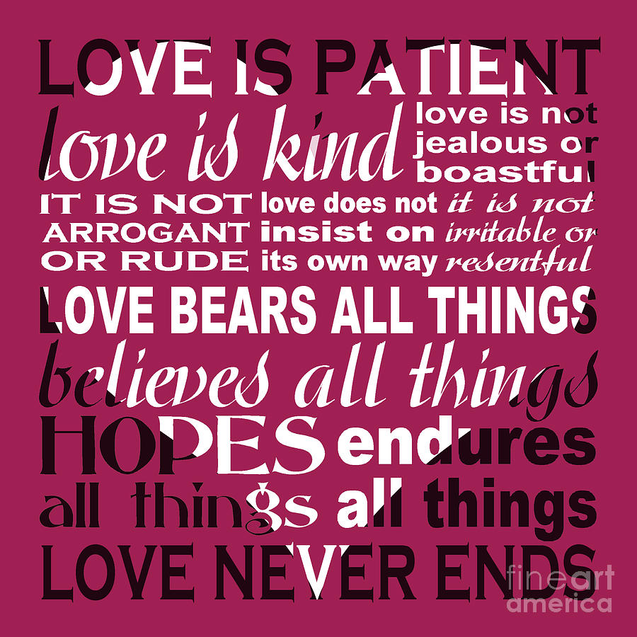 Love is Patient - Heart Design Digital Art by Ginny Gaura