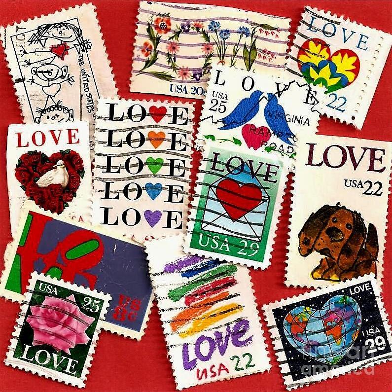 Stamp Painting - Love Knows No Time or Distance by Jennifer  Donald