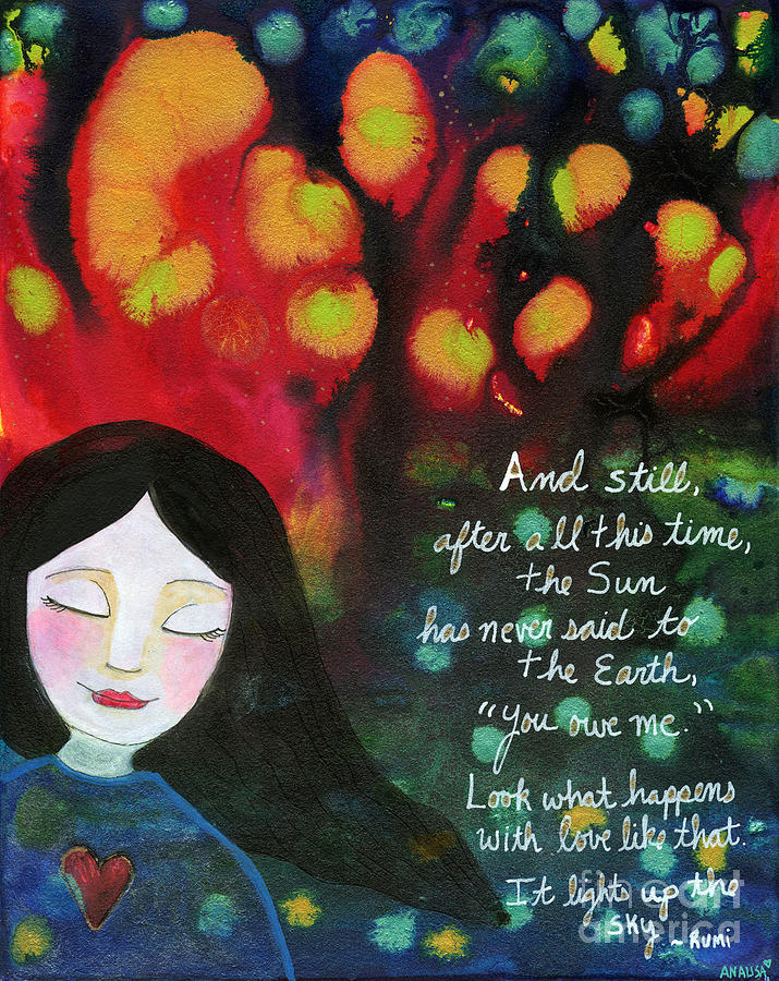 Inspirational Painting - Love Like that Lights up the Sky by AnaLisa Rutstein