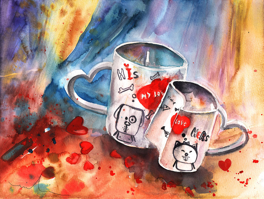 Love Mugs Painting by Miki De Goodaboom