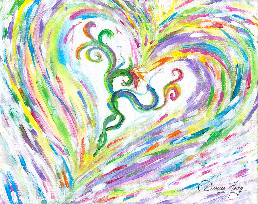 Heart Painting - Love of Parents Love of Child by Denise Hoag