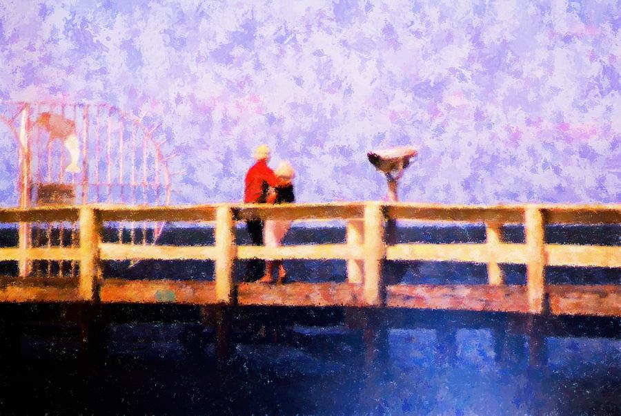 Abstract Mixed Media - Love On the Pier by Florene Welebny