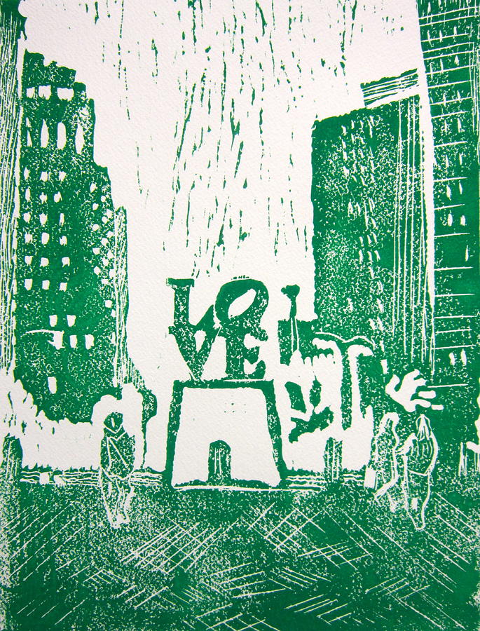 Love Park In Green Painting by Marita McVeigh