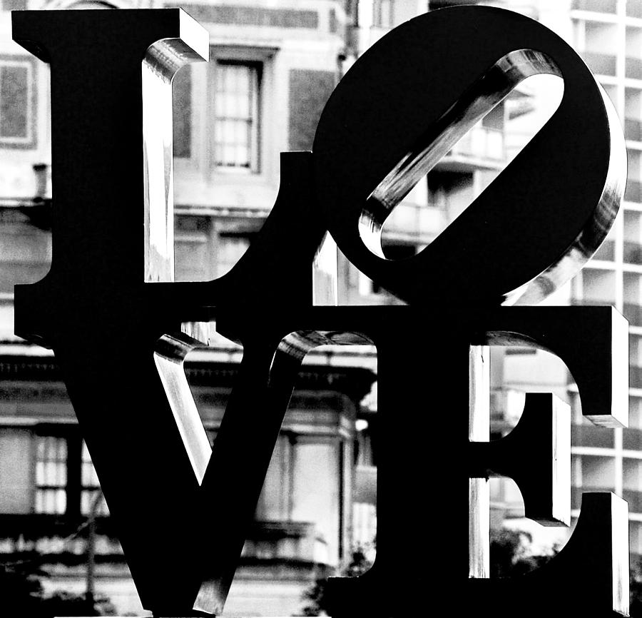 LOVE Philadelphia Black and White  Photograph by Terry DeLuco