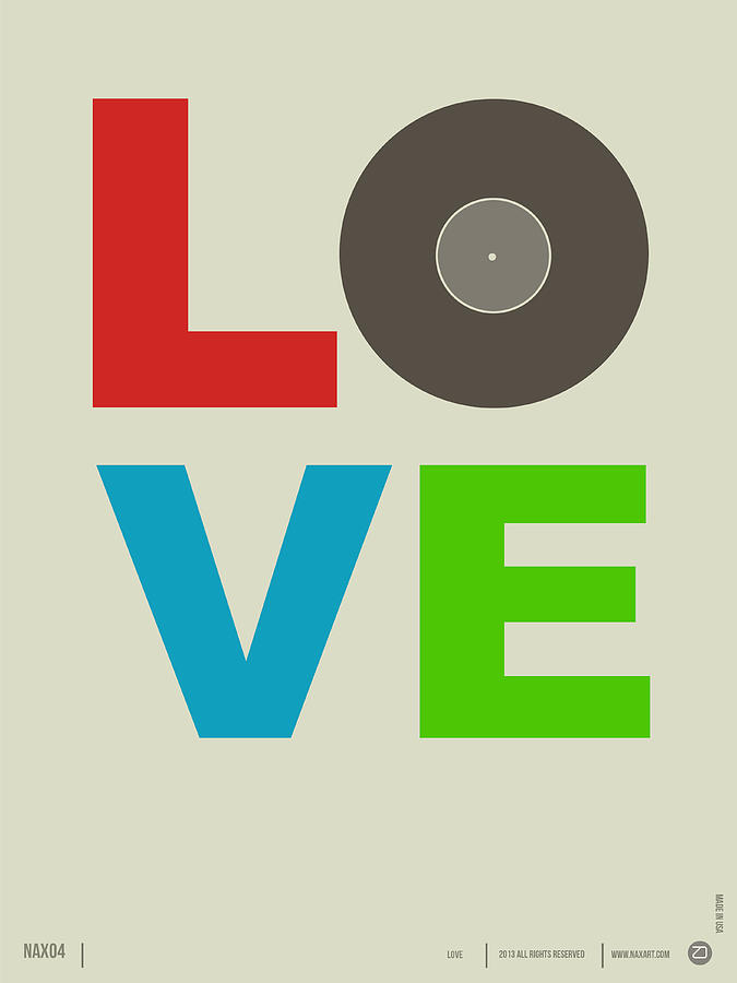 Typography Digital Art - Love Poster by Naxart Studio