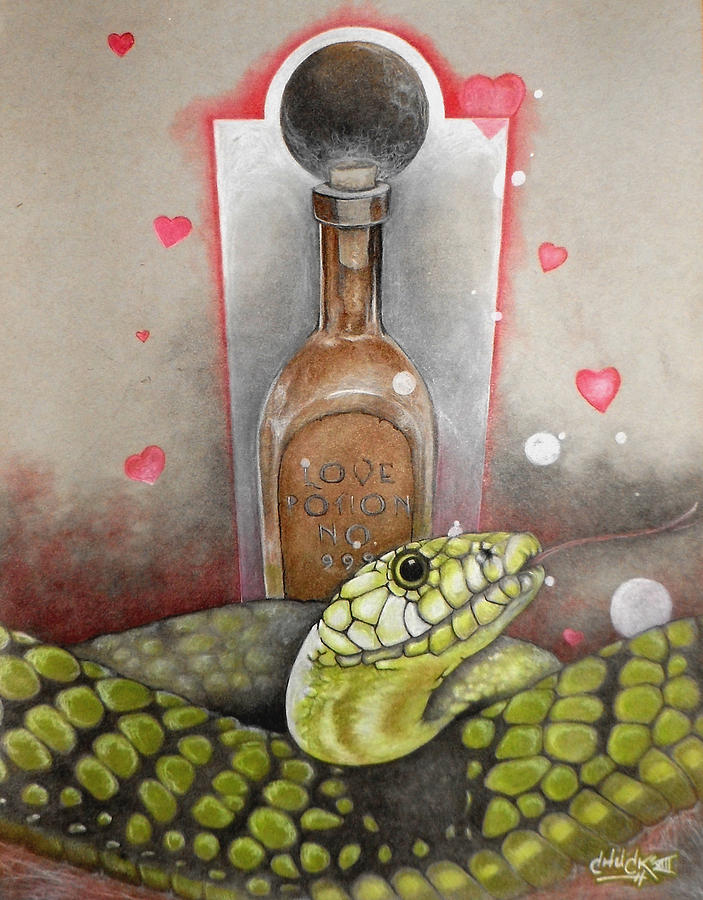 Snake Drawing - Love Potion Number 999 by Charles Creasy Jr