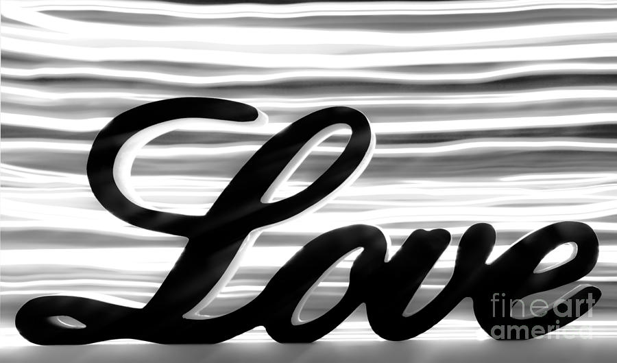 Love sign with black and white stripes Photograph by Simon Bratt