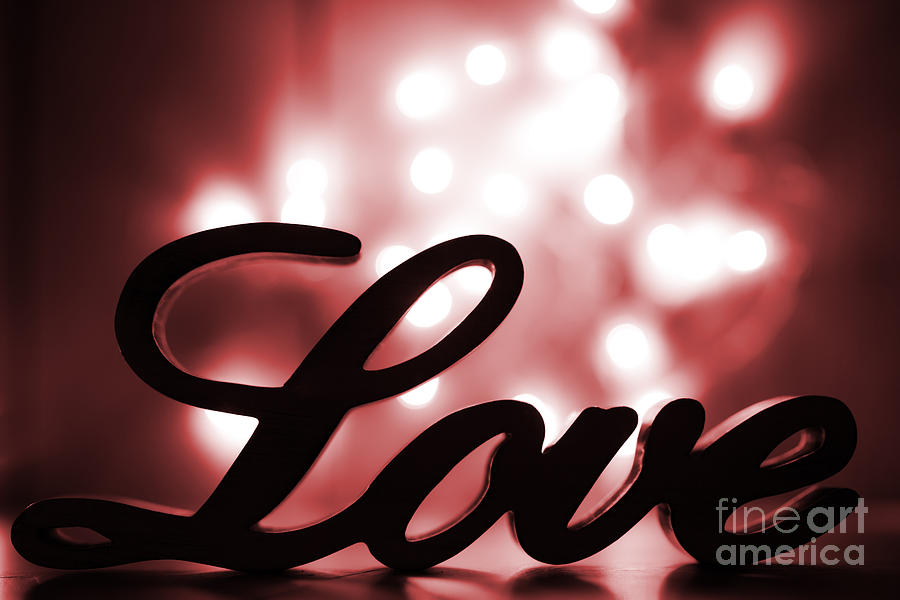 Love sign with red sparkle Photograph by Simon Bratt