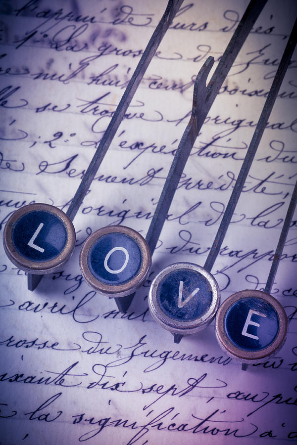 Still Life Photograph - Love Type On Old Letter by Garry Gay