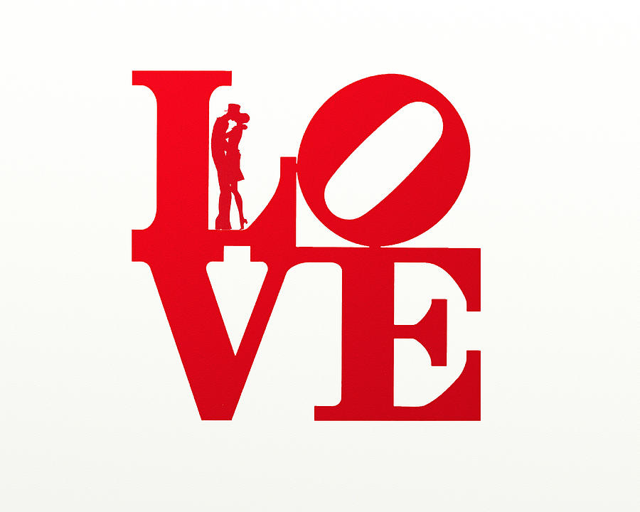 Typography Digital Art - Love Typography - Red on White by World Art Prints And Designs