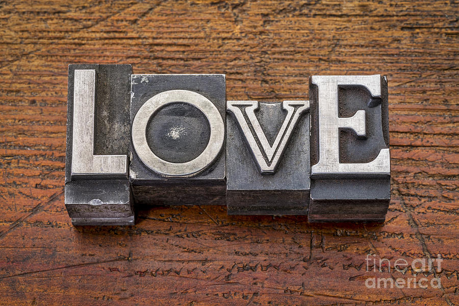 Love Word In Metal Type Photograph by Marek Uliasz