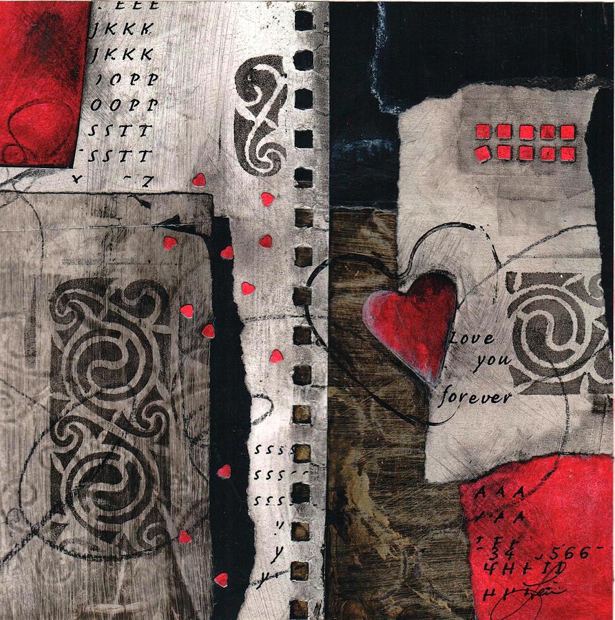 Square Pattern Mixed Media - Love you forever by Laura  Lein-Svencner