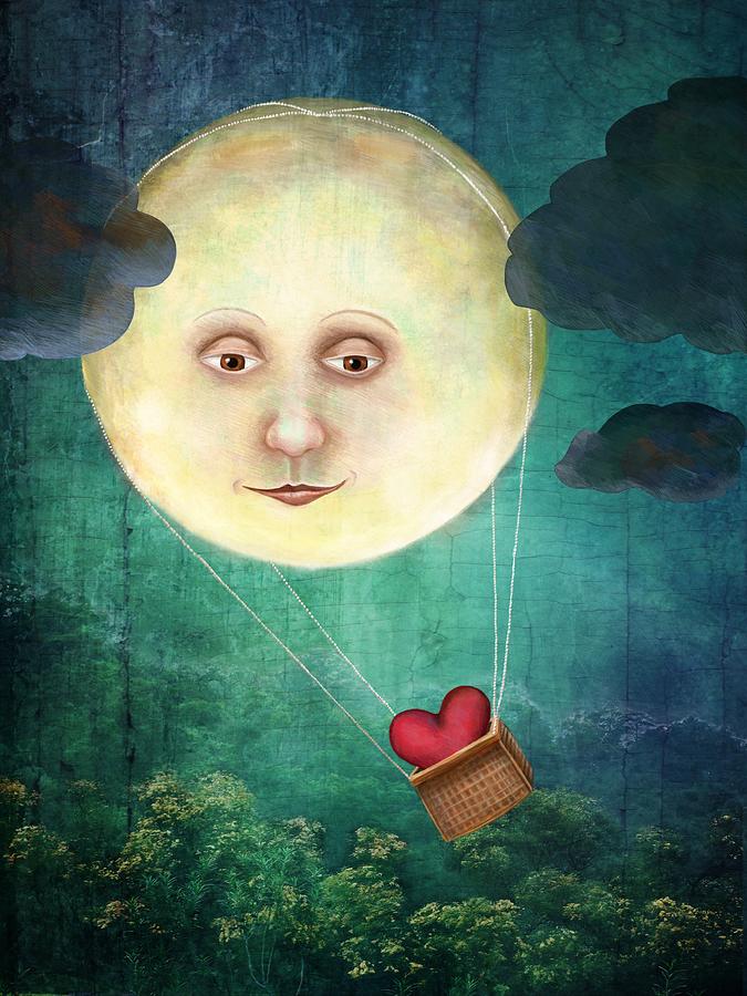 Tree Digital Art - Love you to the Moon by Catherine Swenson