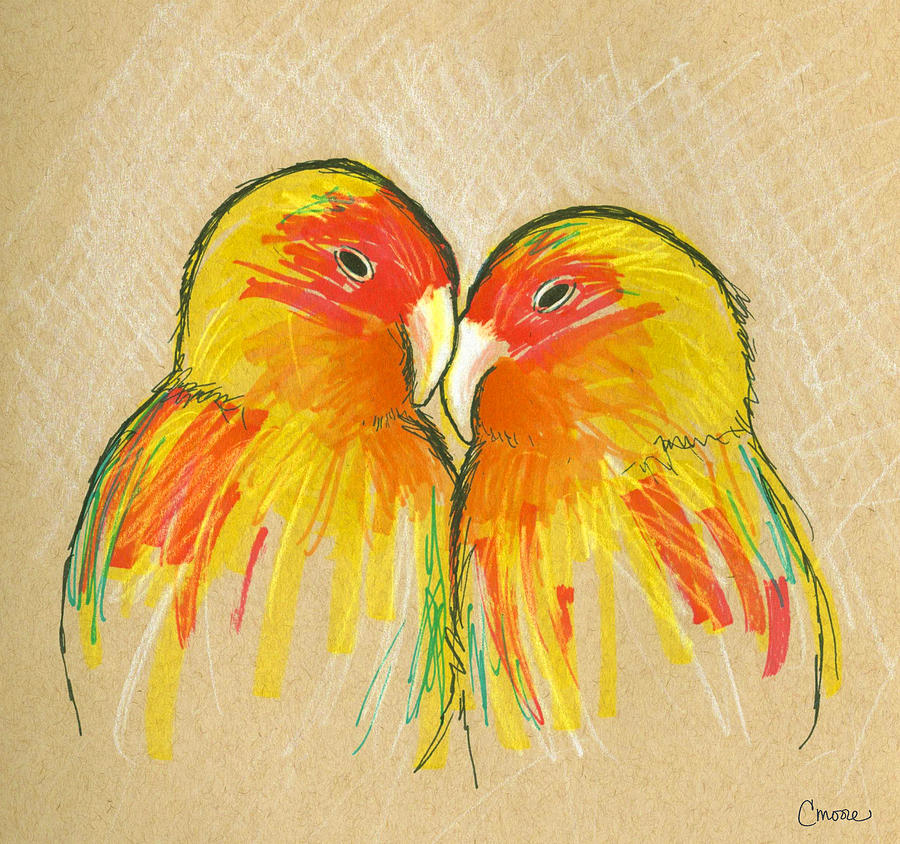 Lovebirds Drawing by Courtney Moore Fine Art America