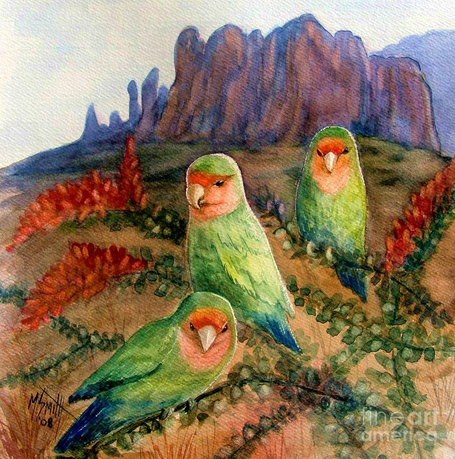 Bird Painting - Lovebirds by Marilyn Smith