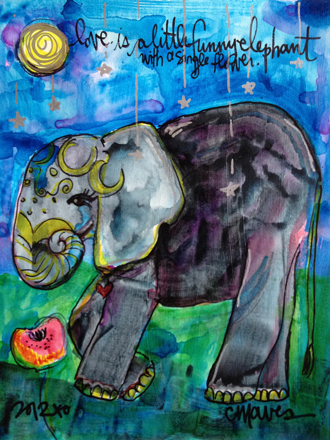 Poppy Painting - Lovely Little Elephant1 by Laurie Maves ART