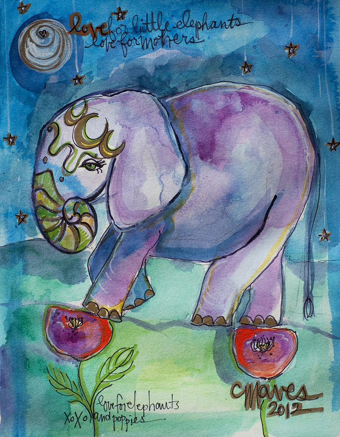 Lovely Little Elephant2 Painting by Laurie Maves ART