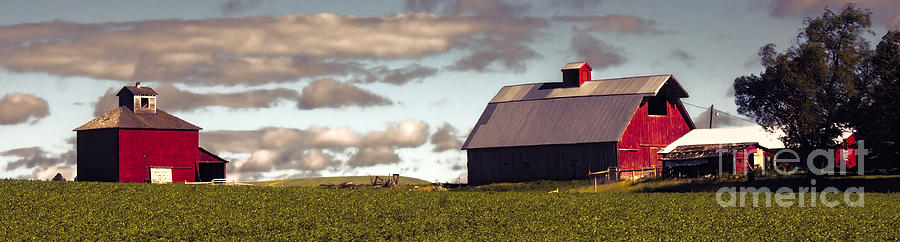 Sunset Photograph - Lovely Palouse Farm at Sunset by Priscilla Burgers