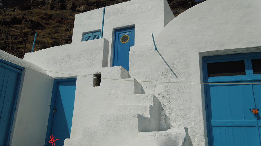 Nature Photograph - lovely Thirasia Santorini Hause Greece by Colette V Hera Guggenheim