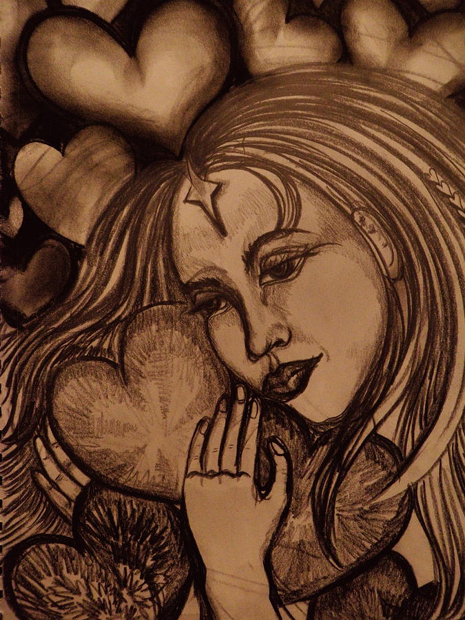 Lover of Hearts Drawing by Crystal Charlotte Easton