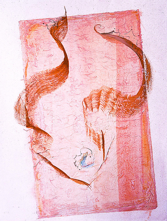 Mixed Media Painting - Lovers Dance in Pink with Sienna by Asha Carolyn Young