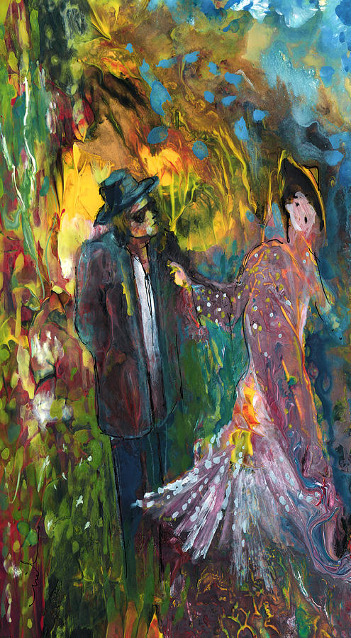 Lovers In The Wood Painting by Miki De Goodaboom