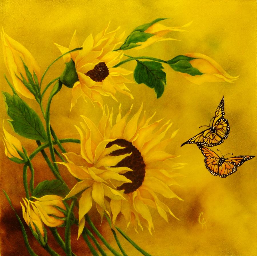 Flower Painting - Lovers Of The Sun by Carol Avants