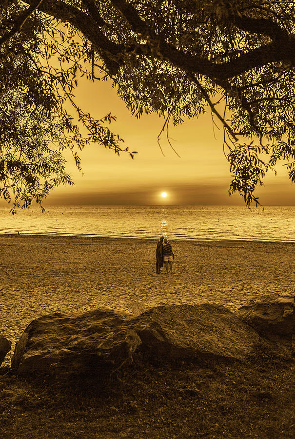 Beach Photograph - Lovers Sunset by Jim Markiewicz